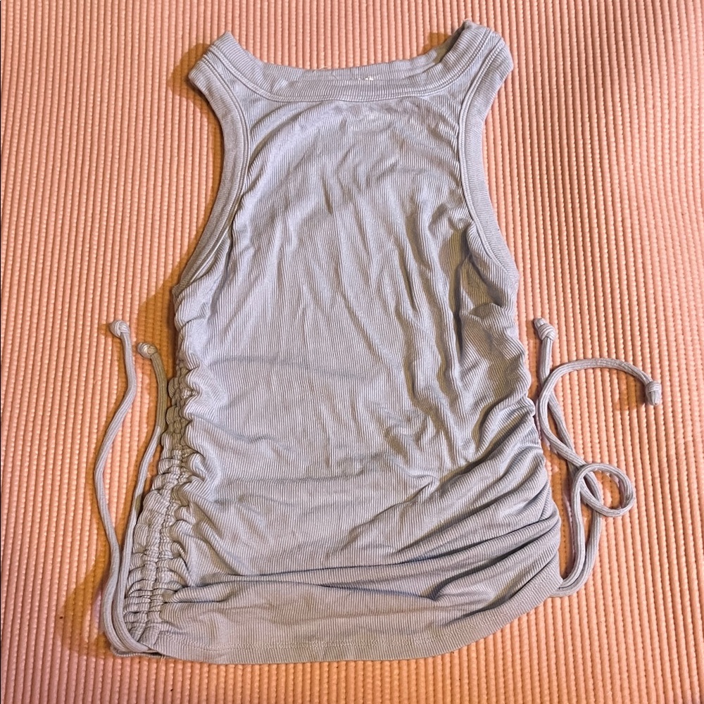 Stylish Sleeveless Gray Ruched Tank Top